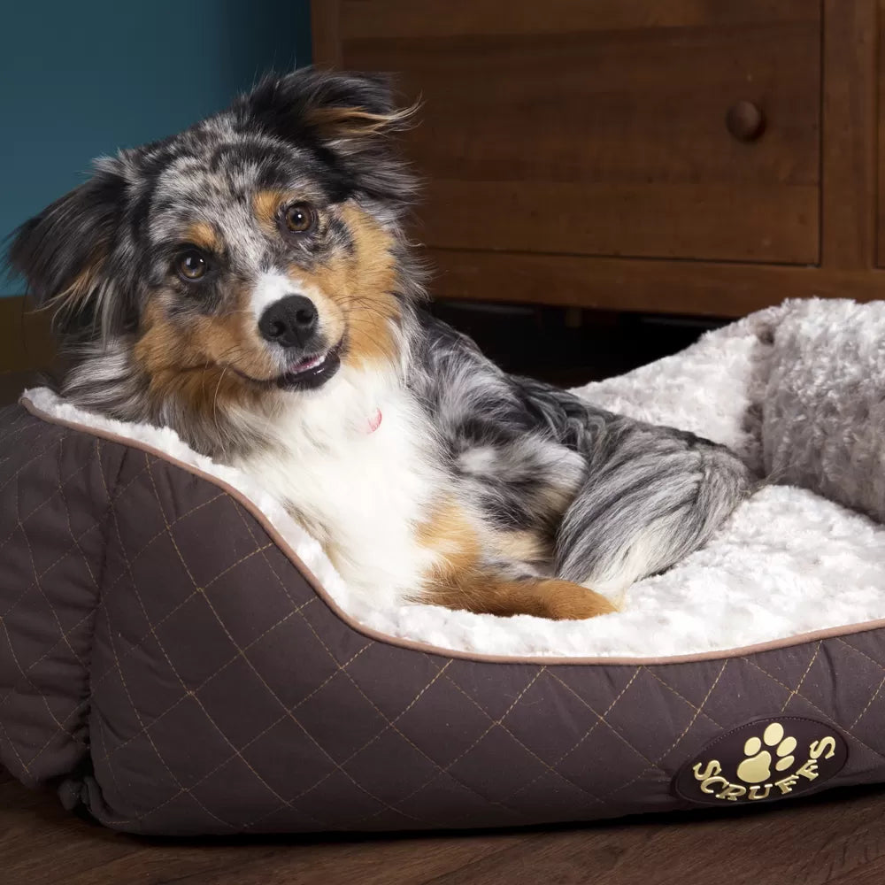 Wilton Box Dog Bed (in Blue, Grey, Black, Brown)
